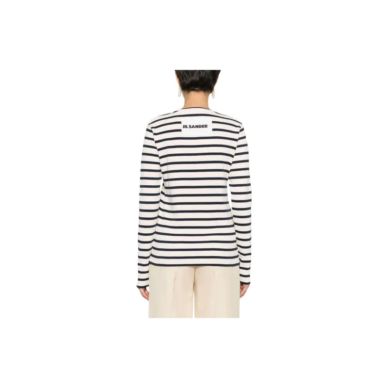 JIL SANDER Stripe print Cotton T shirt-2