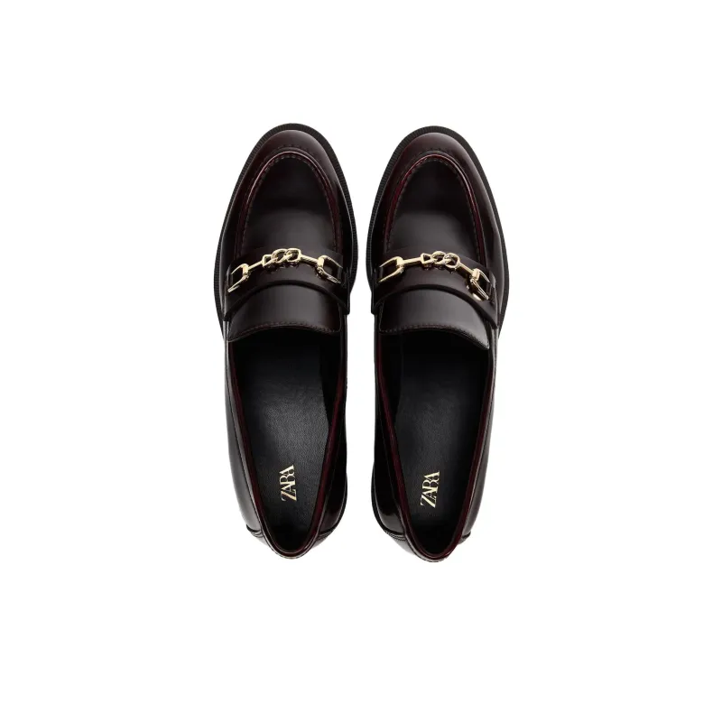 ZARA Loafers 3cm Women's Dark Red-2