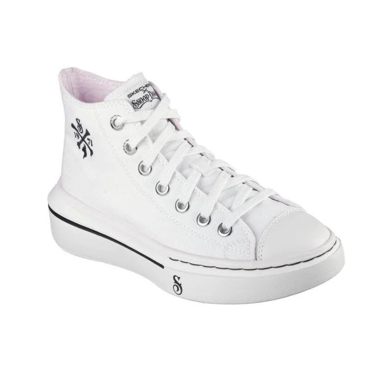 Snoop Dogg x Skechers SNOOP Anti-Slip Wear-Resistant High-Top Canvas Shoes Women's White-2