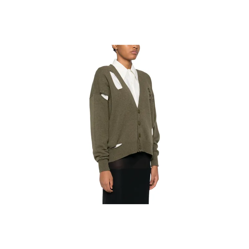 MM6 Maison Margiela Signature Numbers Motif V Neck Cardigan-3