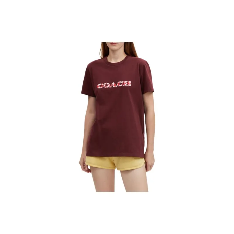 COACH T Shirts Women's Burgundy-1