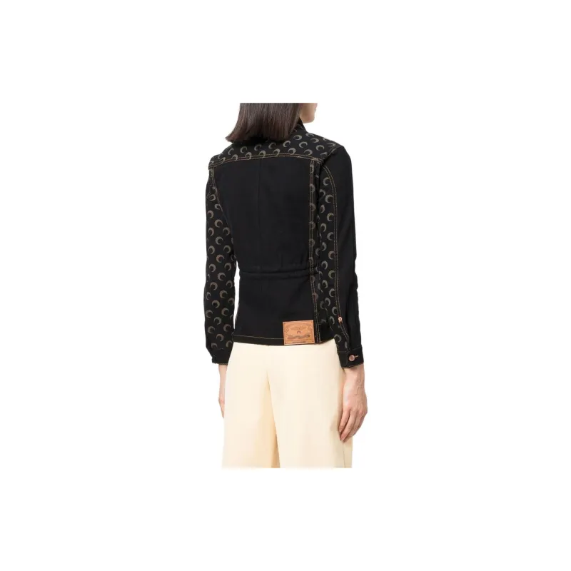 Marine Serre Moon Denim Semi Fitted Jacket 'Black'-8