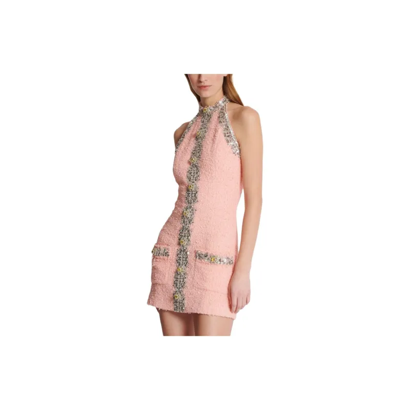 BALMAIN Crystal-embelished Halterneck Dress-4