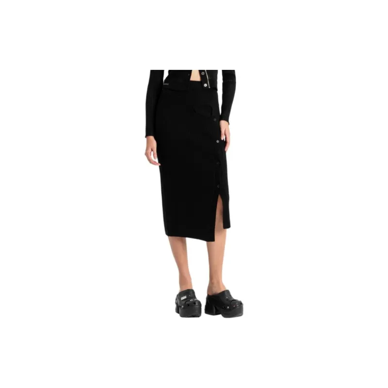 Feng Chen Wang Ribbed knit Wool Midi Skirt-1