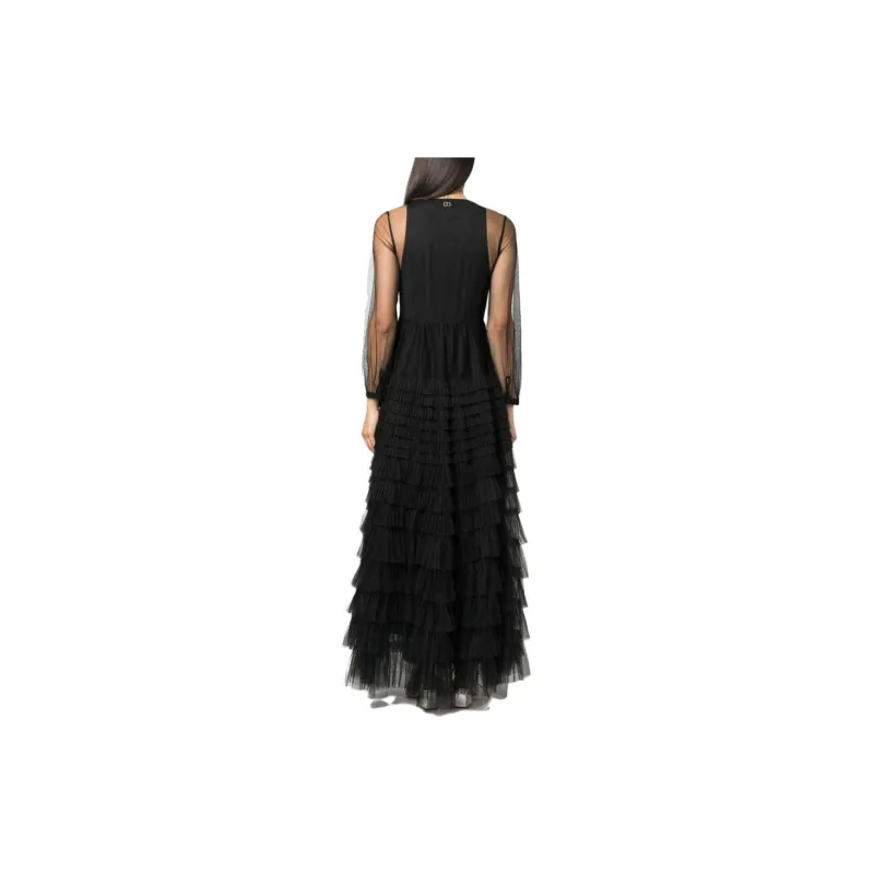 Twinset Semi sheer Sleeves Tiered Gown-2