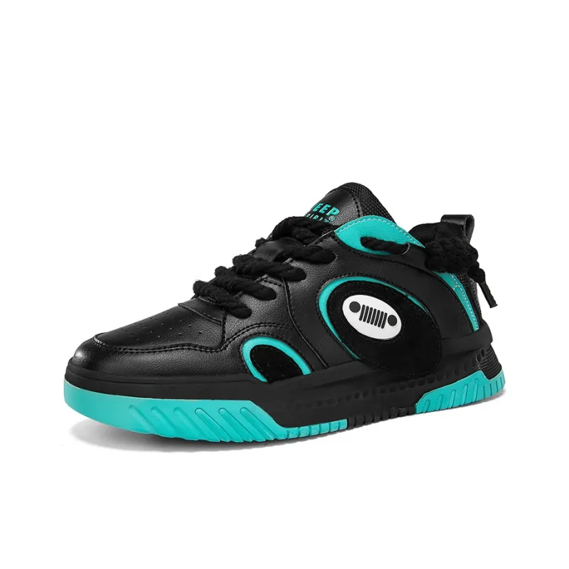 JEEP SPIRIT Cushioned Wear-Resistant Breathable Slip-Resistant Low-Top Skateboard Shoes Men's Graphite Black-2