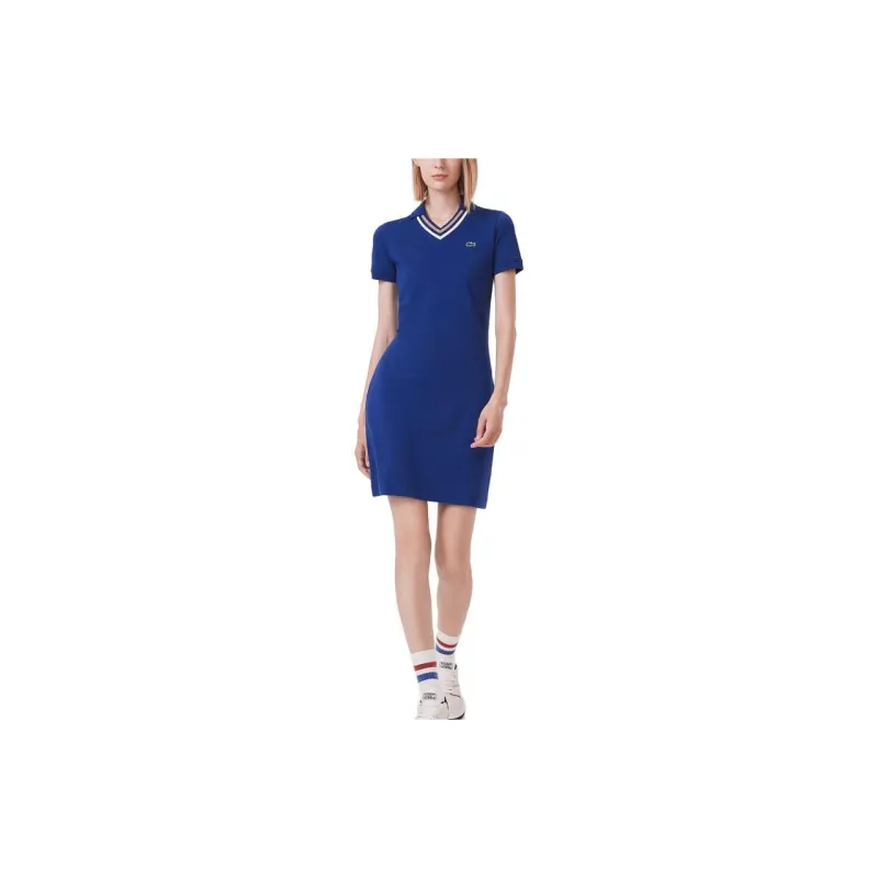 LACOSTE FW23 Short Sleeved Dress Women's F9F/Navy Blue-2