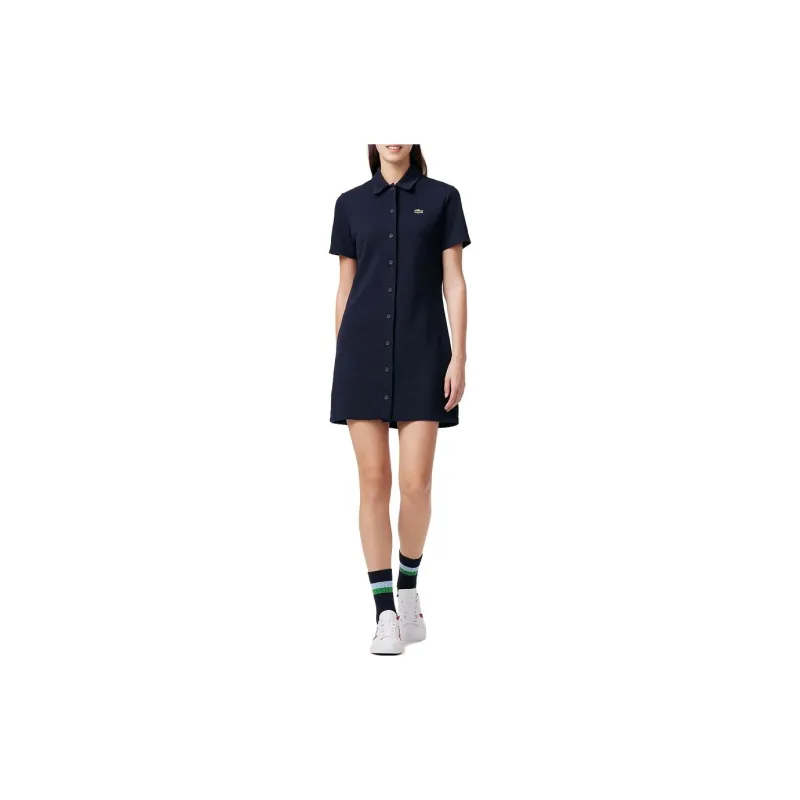 LACOSTE Short Sleeved Dresses Women's Navy Blue-1