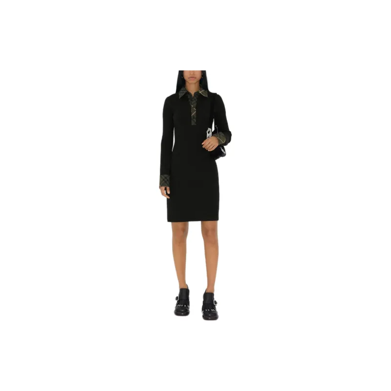 Burberry Logo Embroidered Knitted Polo Dress-1