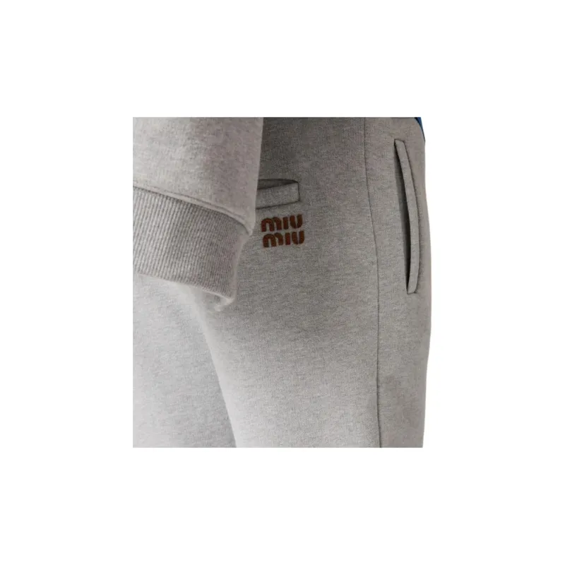 MIU MIU FW24 Knitted Sports Pants Women's Gray-3