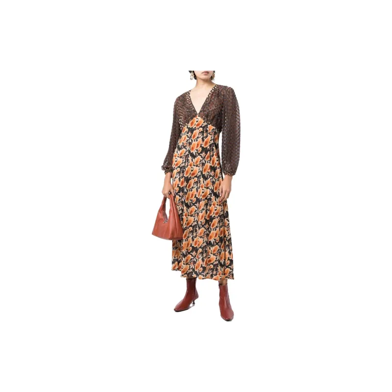Rixo Long-Sleeved Dresses Women's Brown-1
