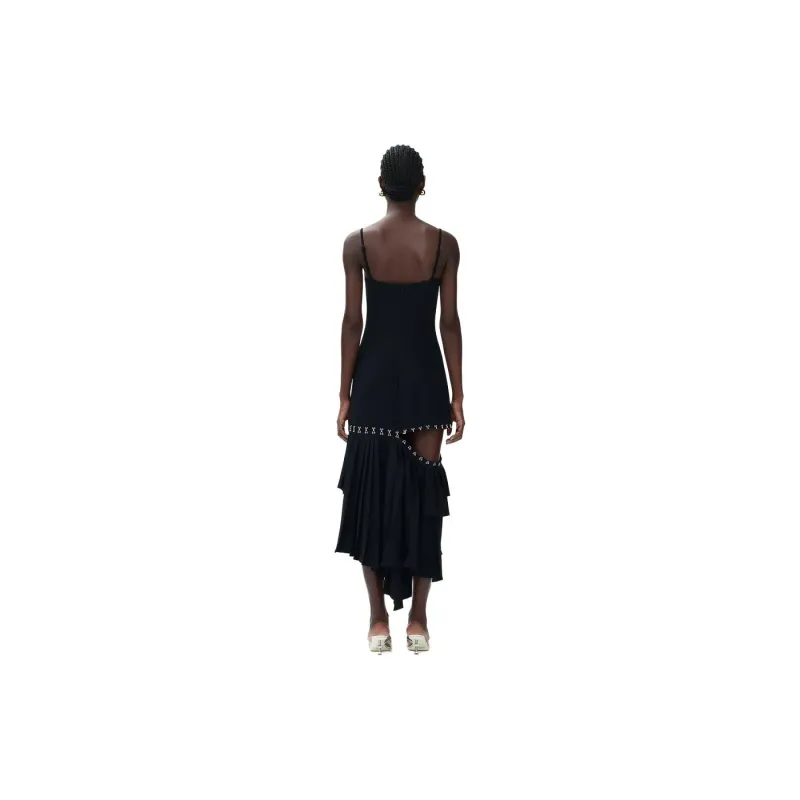 Rokh H&M Layered Skirt Asymmetric Dress Black-1