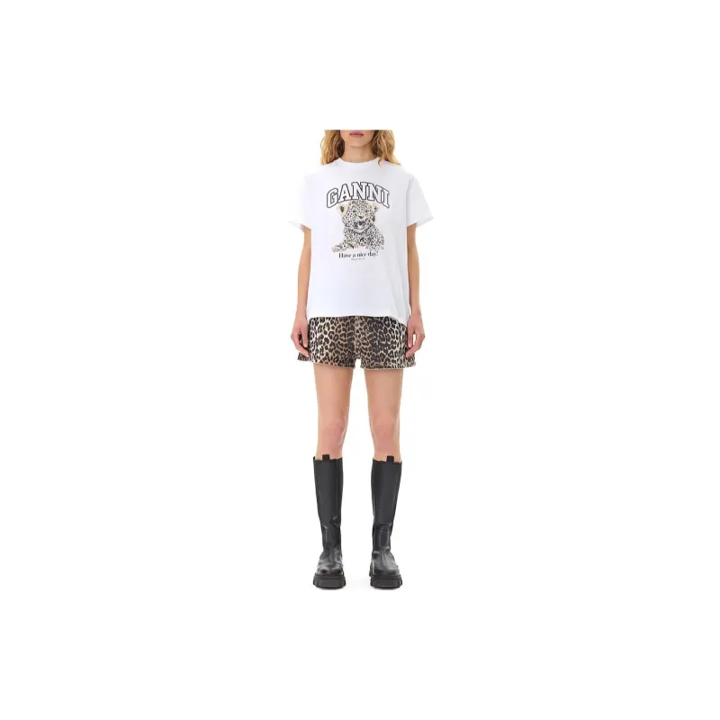 GANNI Logo Printed Crewneck T Shirt-1