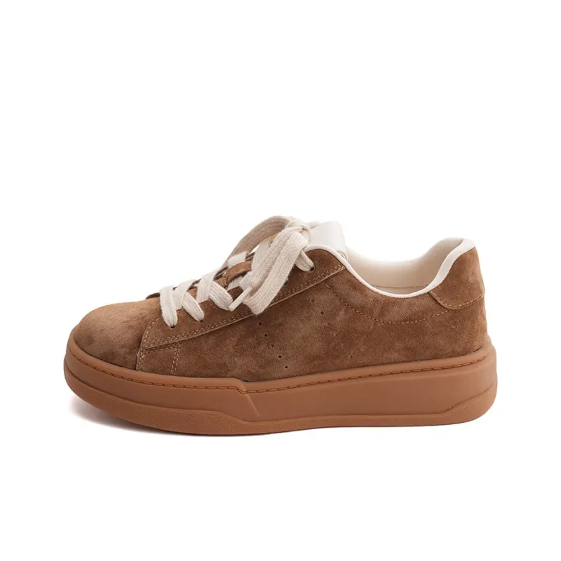 XIAOFAMIAO Cushioned Wear Resistant Height Increasing Low Top Skateboard Shoes Women's Khaki-0