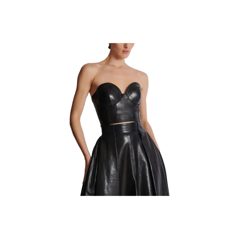 BALMAIN Zip up Leather Corset Top-2
