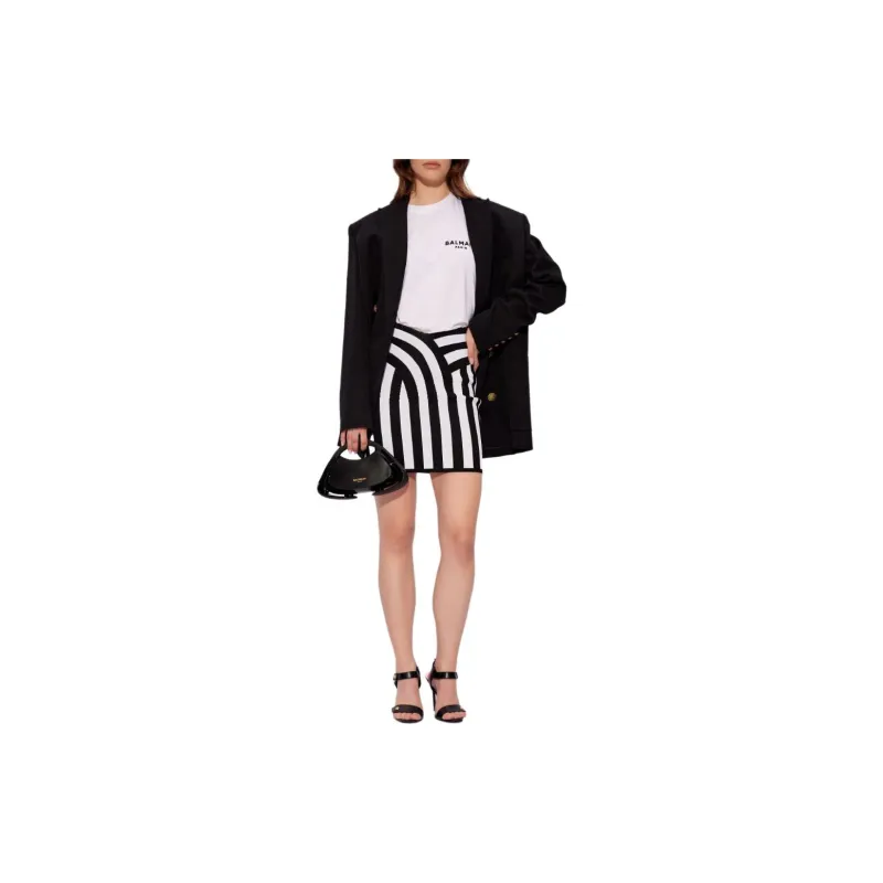 BALMAIN Striped Knit Mini Skirt-1