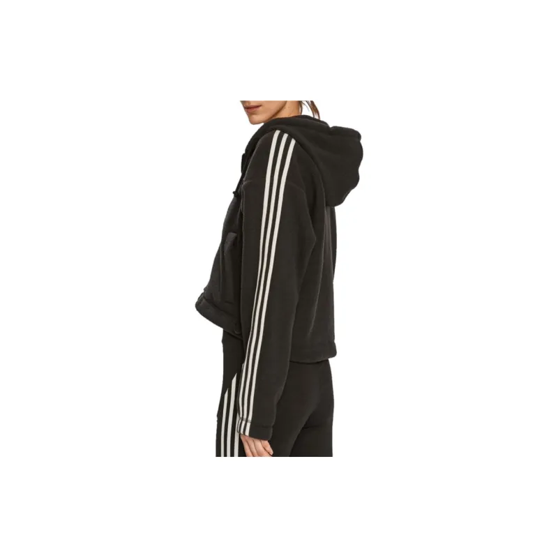 adidas Women's Fleece Hooded Zip-up Jacket Black-4