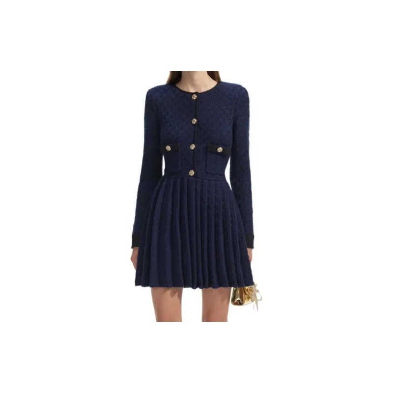 Self portrait Long Sleeved Dresses Women's Navy Blue-1