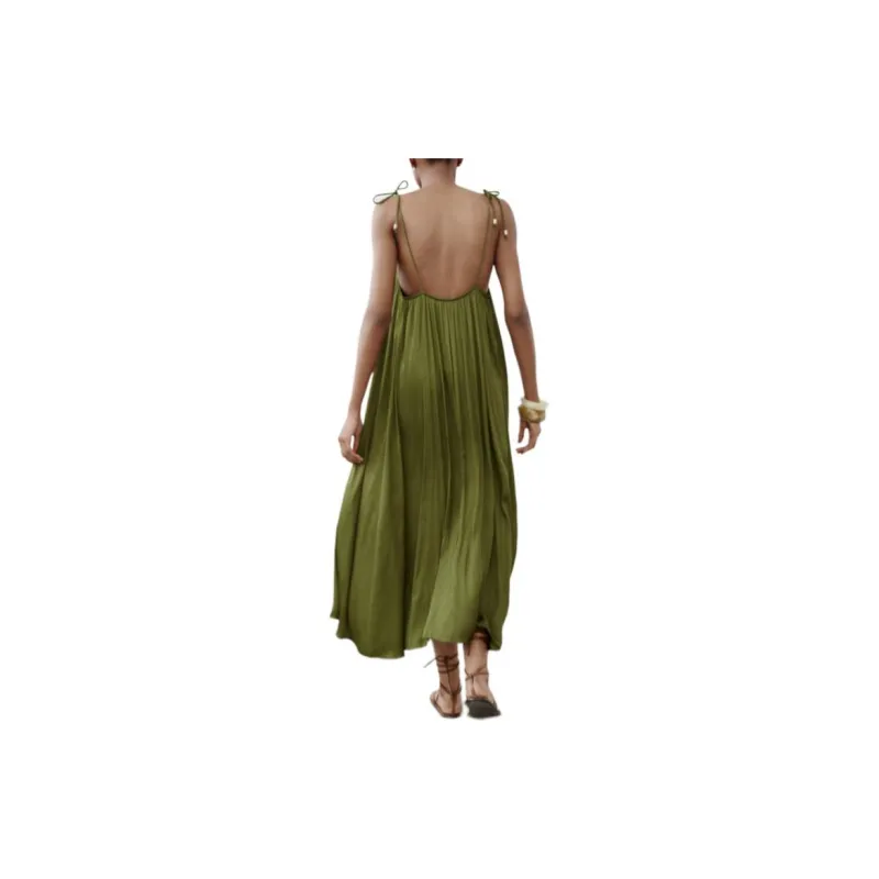 ZARA Slip Dresses Women's Green-2
