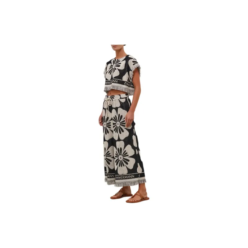 Zimmermann Halliday Logo Intarsia Fringed Hem Towelling Top-4