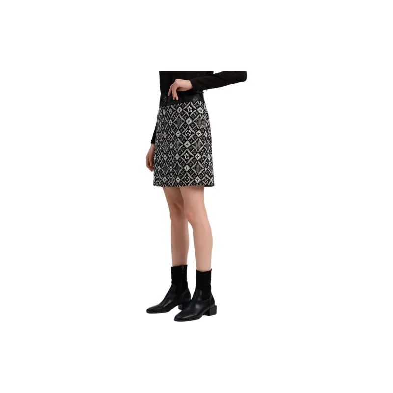 Blood Glitter Casual Short Skirts Women's Black Floral-1