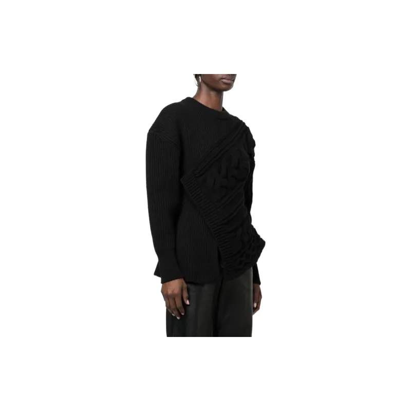 Alexander McQueen Asymmetric Knitted Crewneck Jumper-3