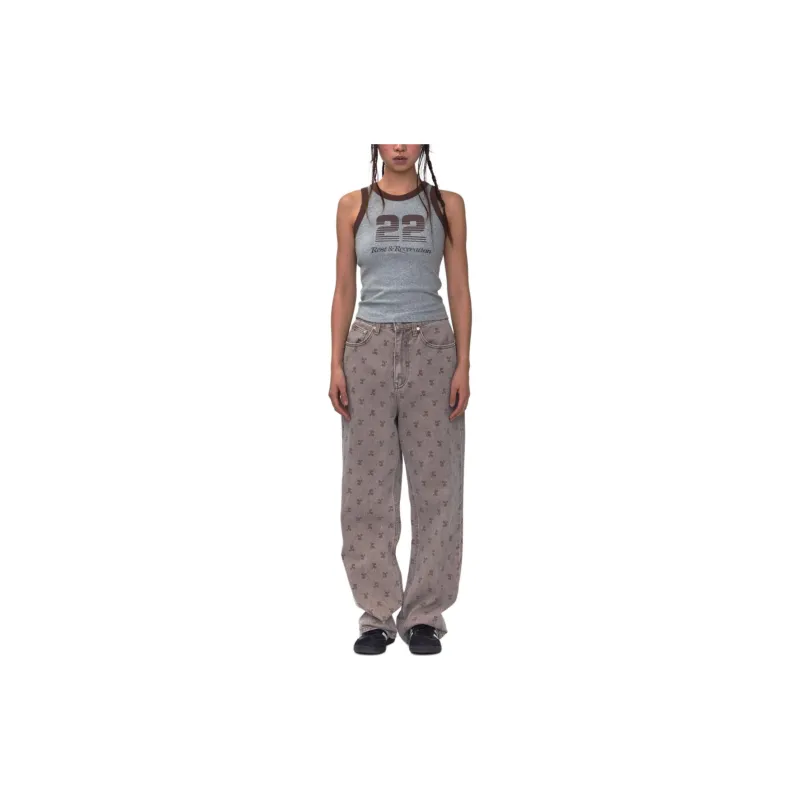 Rest&Recreation SS24 LOGO PRINTED JEANS Women's LIGHT BROWN/Light Brown-3