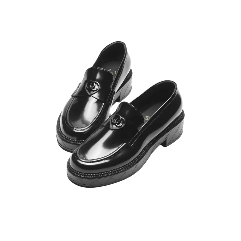 CHANEL 24K Loafers 4cm Women's Black-2