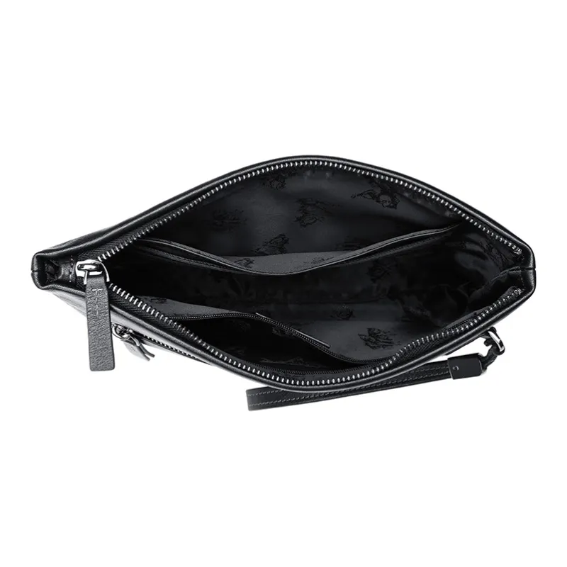 SEPTWOLVES Cow Leather Clutch Men's Black-6