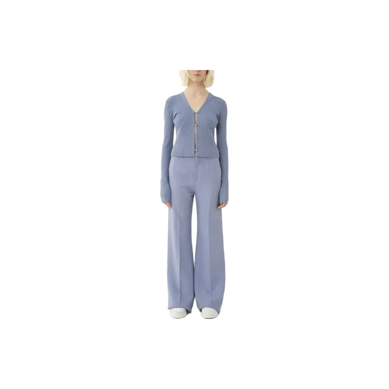 Chloé V-Neck Ribbed-Knit Cardigan-1