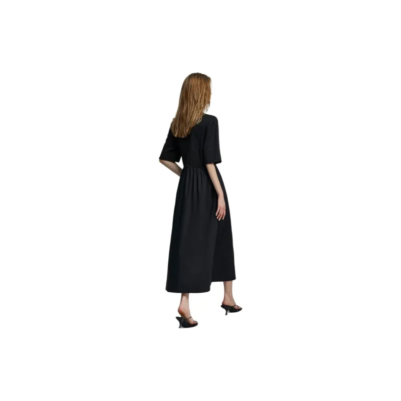 【dme】 Short Sleeved Dresses Women's Black-0