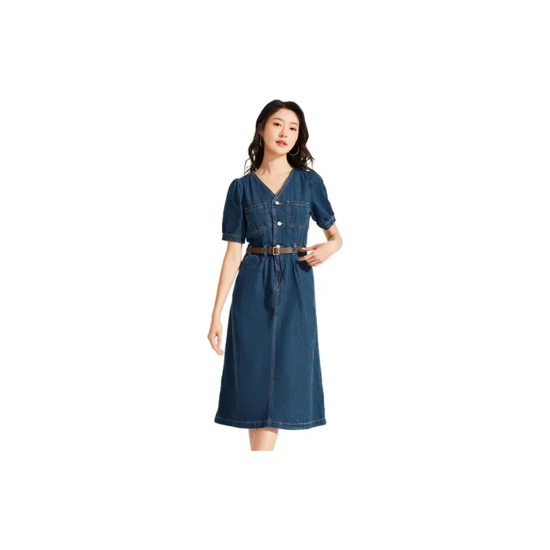 Hotwind Short Sleeved Dress Women's Dark Blue-2