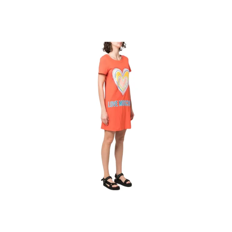 MOSCHINO Short Sleeved Dresses Women's Orange-3