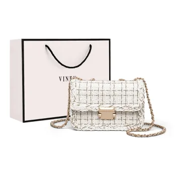VINEY Fabric Shoulder Bag, Crossbody Bag, Small Square Bag Regular Women's Ecru
