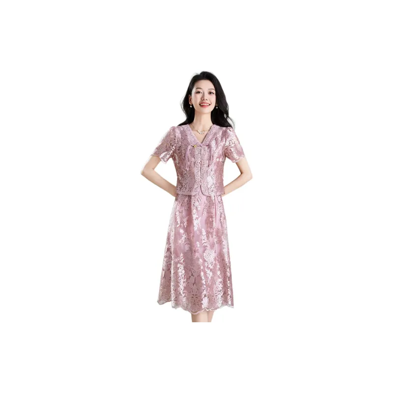 Mylan Two Piece Skirt Sets Women's Pink-1
