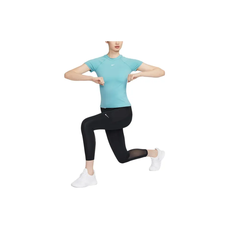 Nike Pro Raglan Sleeve T Shirt Women's Denim Blue Green/White-4