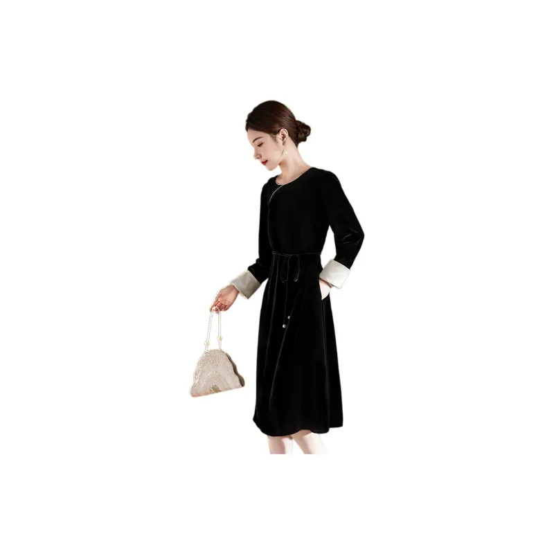Ink Beauty Long Sleeved Dresses Women's Black-3