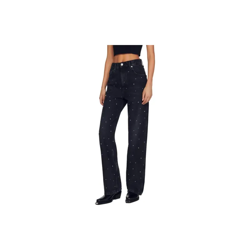 Sandro Rhinestone-embellished Straight-leg Jeans-2
