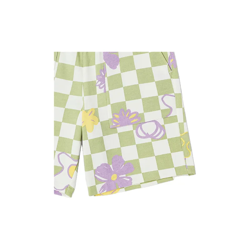 Vans Casual Shorts Women's Green Checkerboard-3