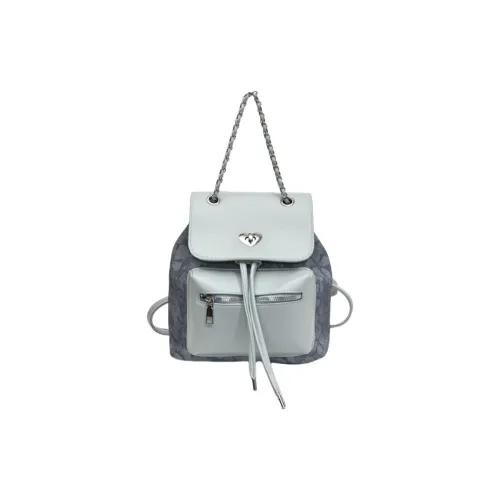 NOMK PU Backpack Handbag Shoulder Bag Women's Blue/Khaki