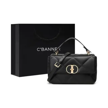 C°BANNER Cow Leather Patchwork Synthetic Leather Crossbody Portable Small Square Bag Regular Women's Black