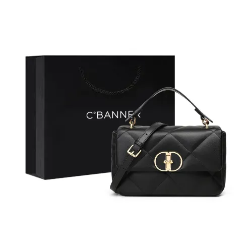 C°BANNER Cow Leather Patchwork Synthetic Leather Crossbody Portable Small Square Bag Regular Women's Black