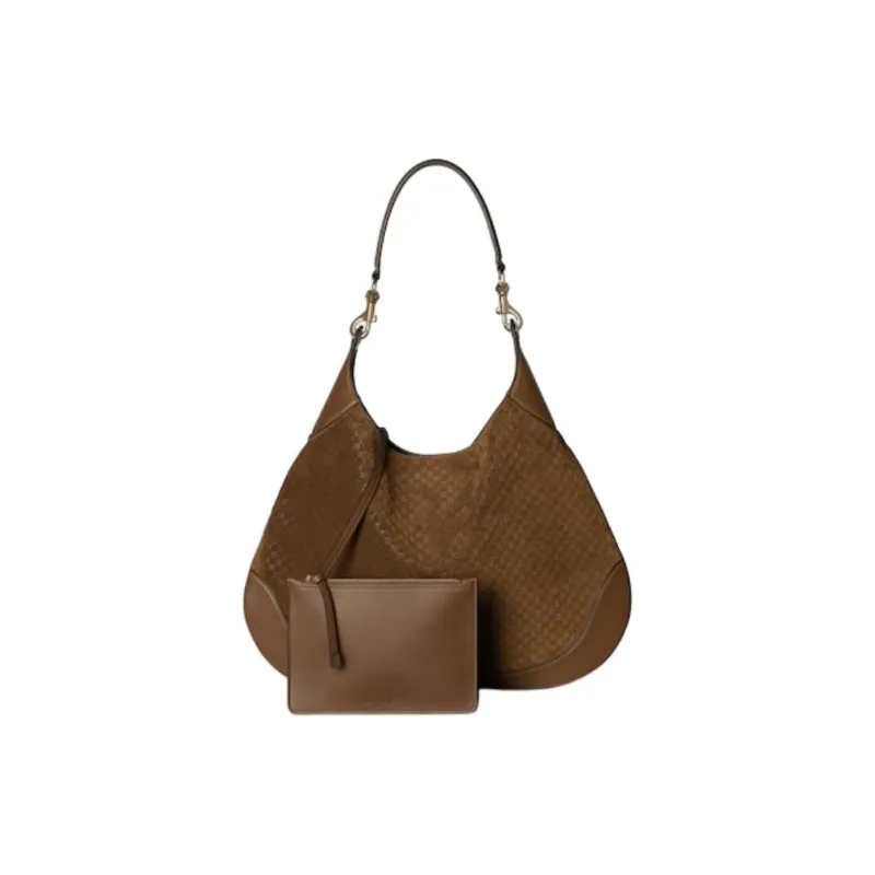 GUCCI Suede Shoulder Bag Medium Size Women's Brown-1