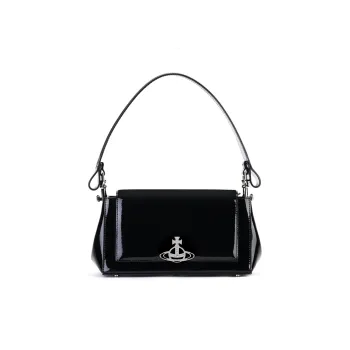 Vivienne Westwood HAZEL Cow Leather Shoulder Bag Baguette Bag One Shoulder Handbags Medium Size Women's Black