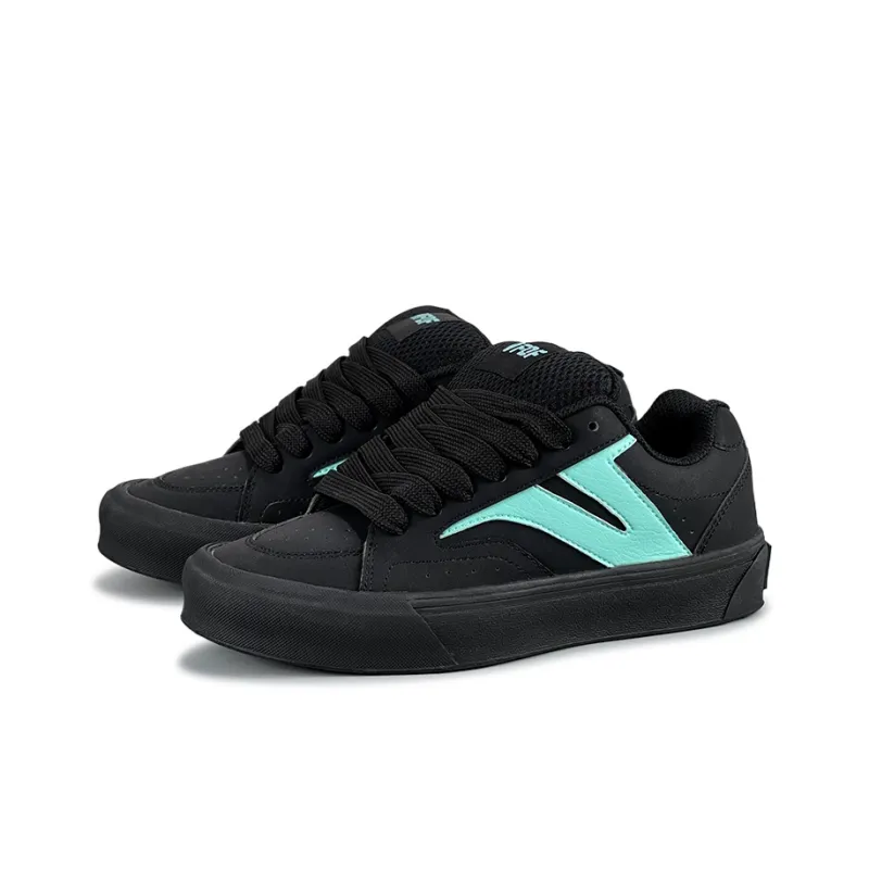 VFDF Puffy Shoes Anti Slip And Wear Resistant Breathable Low Top Skateboard Shoes Unisex Black Green-2