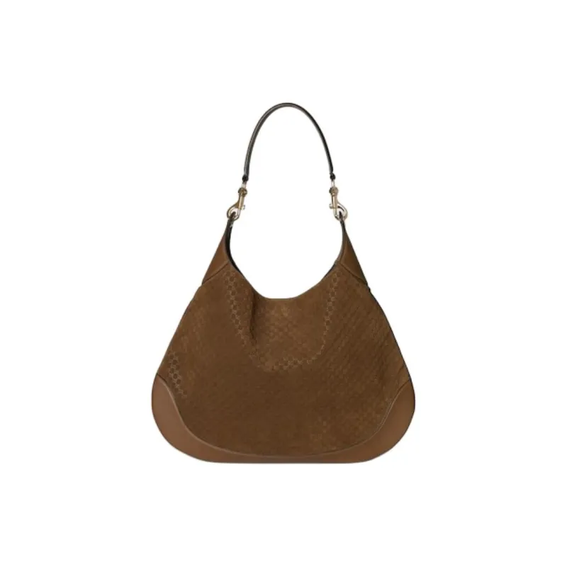 GUCCI Suede Shoulder Bag Medium Size Women's Brown-4