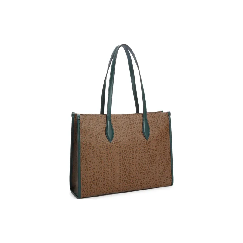 GUESS Artificial Leather Tote Bag, Shopping Bag, Handbag, Shoulder Bag Women's Brown & Green-1