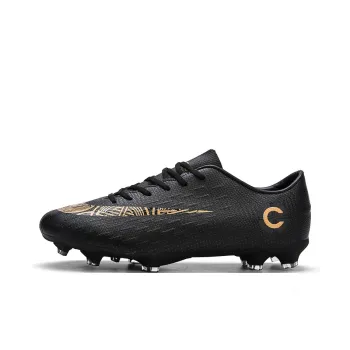 Prince McQueen FG Rubber Long Studs Artificial Ground Anti Slip And Wear Resistant Coverage Soccer Shoes Unisex Black