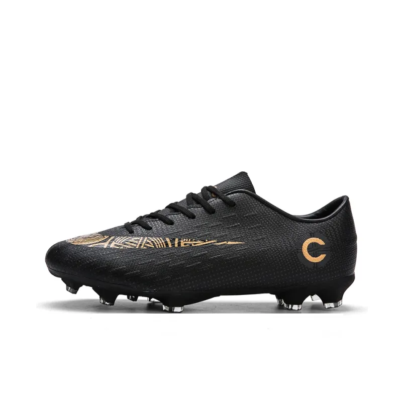 Prince McQueen FG Rubber Long Studs Artificial Ground Anti-Slip And Wear-Resistant Coverage Soccer Shoes Unisex Black-0