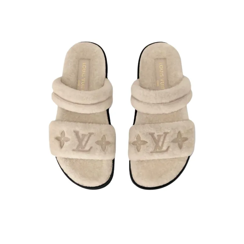 LOUIS VUITTON Sunset Slide Slippers Women's Beige-3